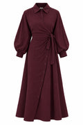 Elegant Wrapped Maxi Dress – Burgundy