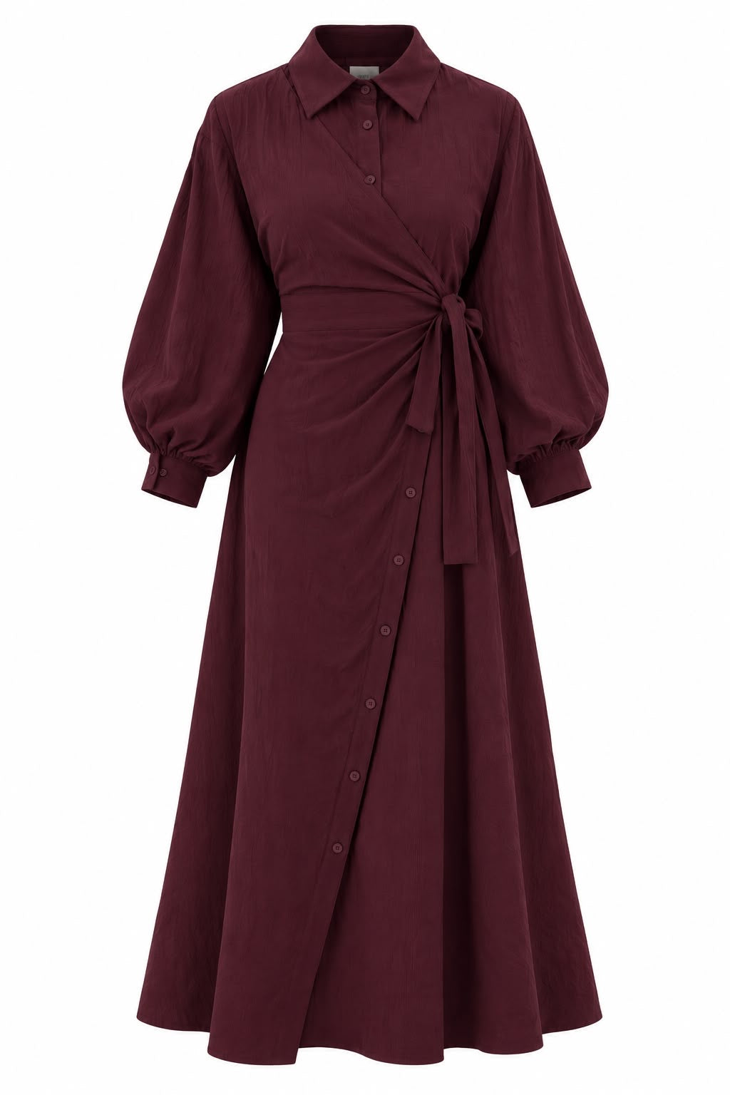 Elegant Wrapped Maxi Dress – Burgundy