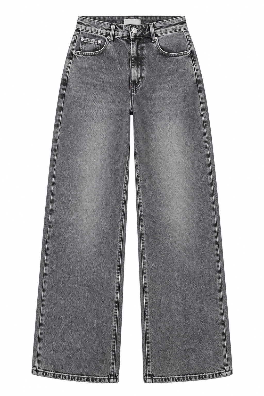 Trendy Wide Leg Jeans - Washed Grey