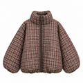 Oversized Checkered Bomber Jacket – Brown