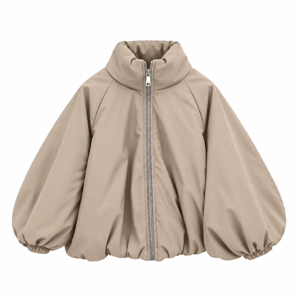 Luxe Oversized Bomber Jacket – Beige