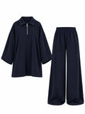 Luxury Wide Leg Twinset – Navy Blue
