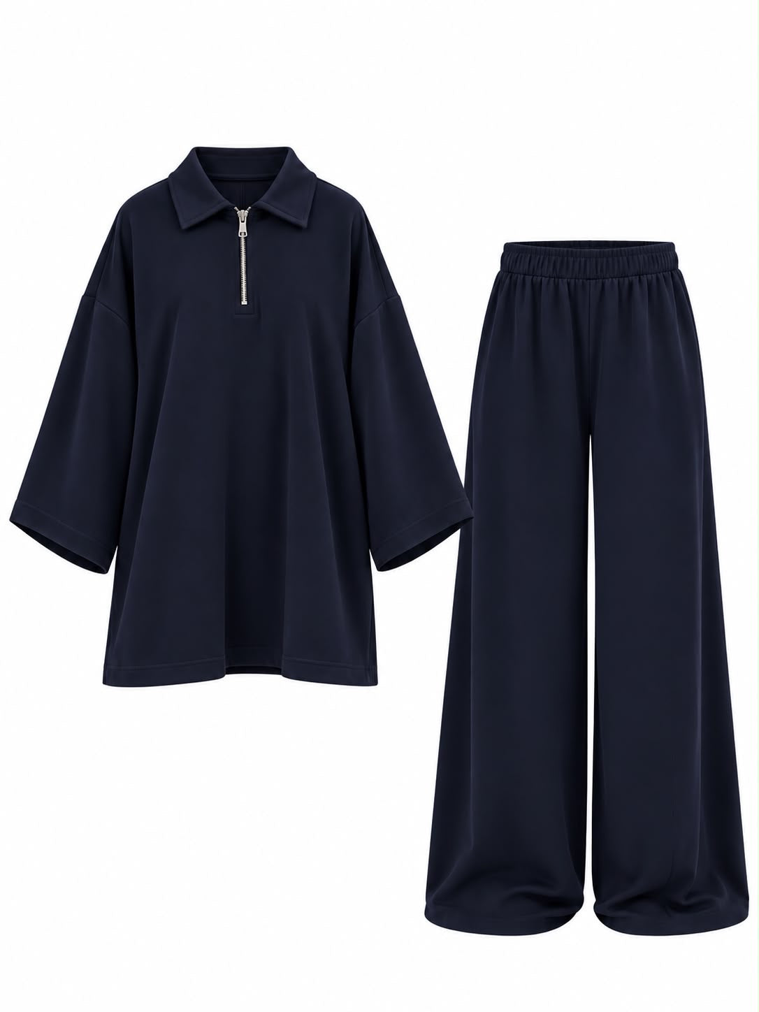 Luxury Wide Leg Twinset – Navy Blue