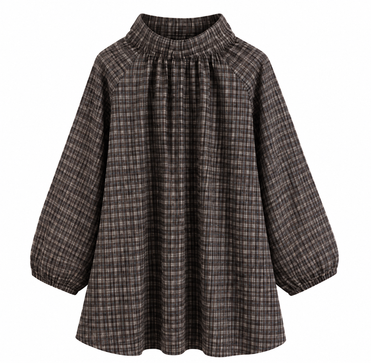 Checkered Blouse – Dark Chocolate