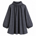 Checkered Blouse – Navy Blue