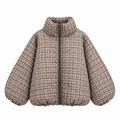Oversized Checkered Bomber Jacket – Mocha