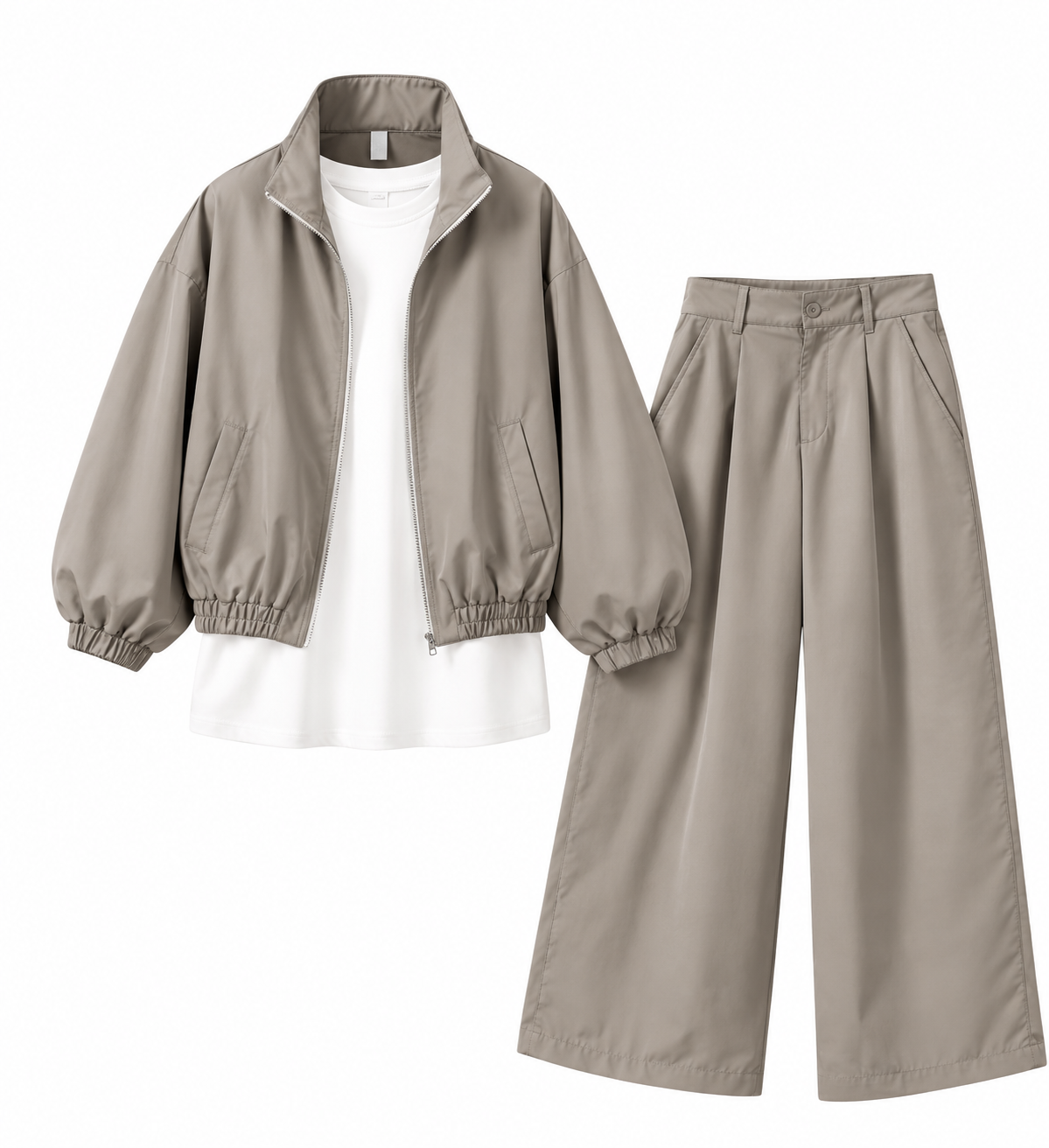Bomber Twinset – Taupe