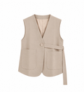 Elegante Gilet met Ceintuur – Beige