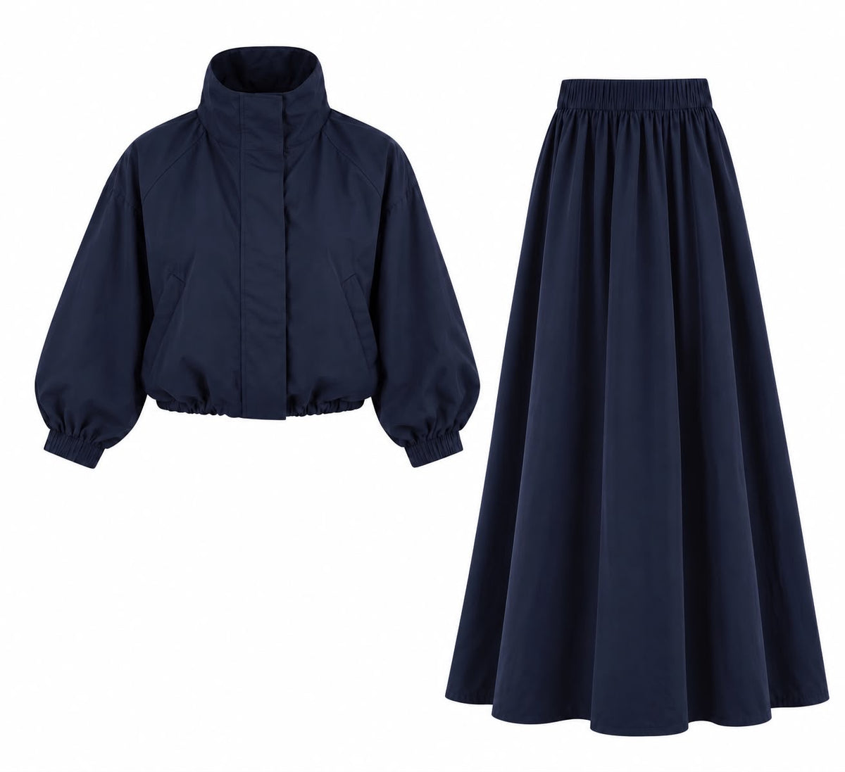 Luxury Bomber Skirt Set – Navy Blue